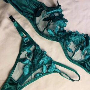Embroidered Bra-Emerald Green