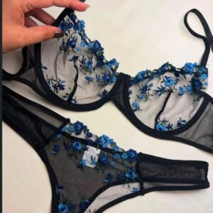 Embroidered bra-Black