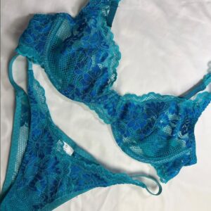 Embroidered Bra-Turquoise Blue