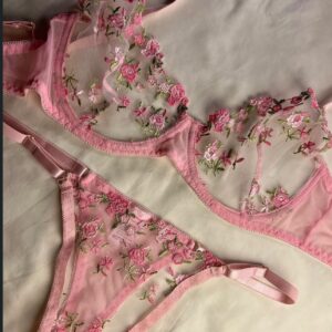 Embroidered bra-Blush Pink