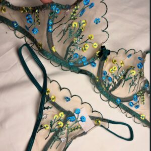 Embroidered Bras-Forest Green
