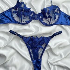 Embroidered Bras-Royal Blue