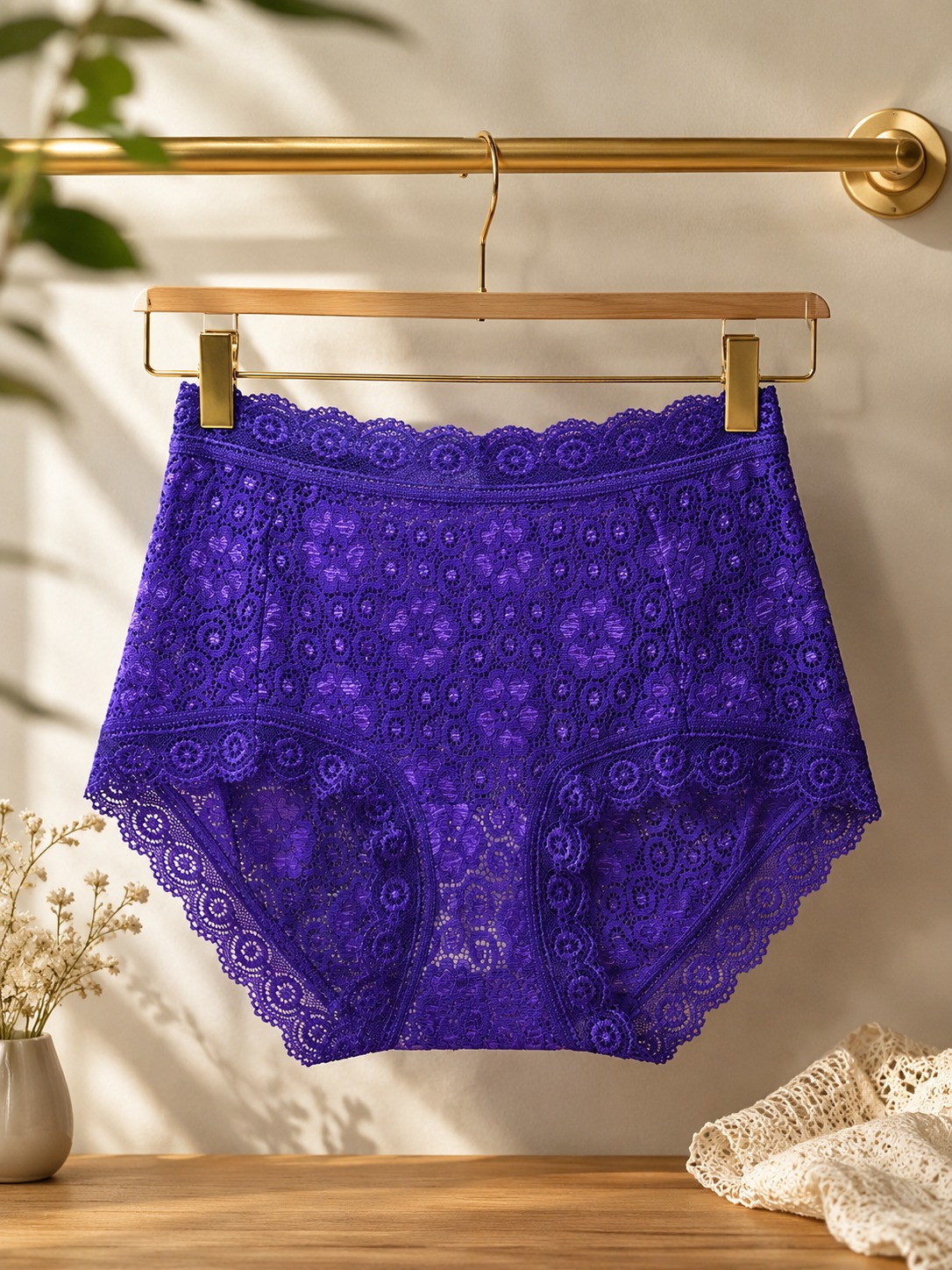 Softellewear Women's Premium Floral Lace Boyshort Panty – Royal Purple