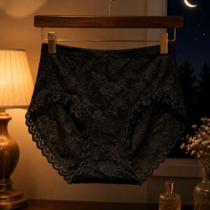 Softellewear Women's Premium Floral Lace Boyshort Panty – Classic Black